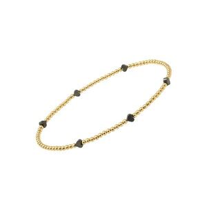 Elegant Gold filled and Black heart Beaded Bracelet Water proof